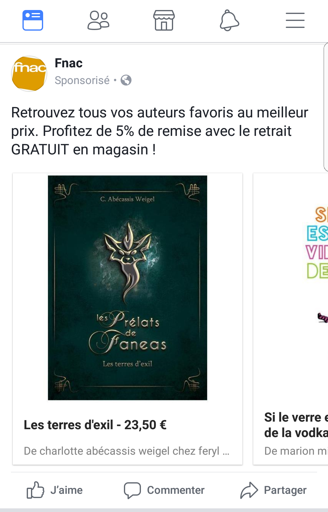 Publicité FNAC sur Les Prélats de FANEAS Publicité FNAC sur Les Prélats de FANEAS - Les terres d'exil, roman fantastique par Charlotte Abécassis
